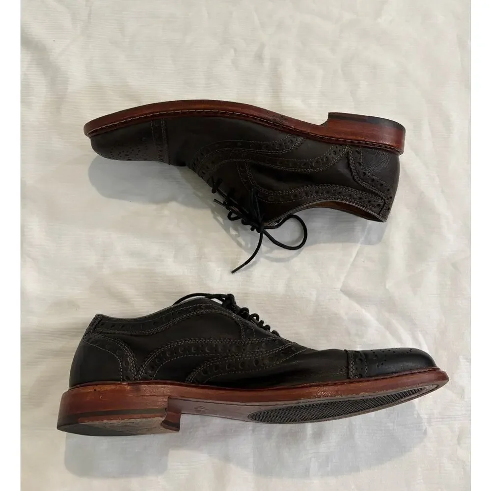 Johnston & Murphy 1850 Cap Toe Brogue Oxfords Men's 8 M Dark Gray Leather